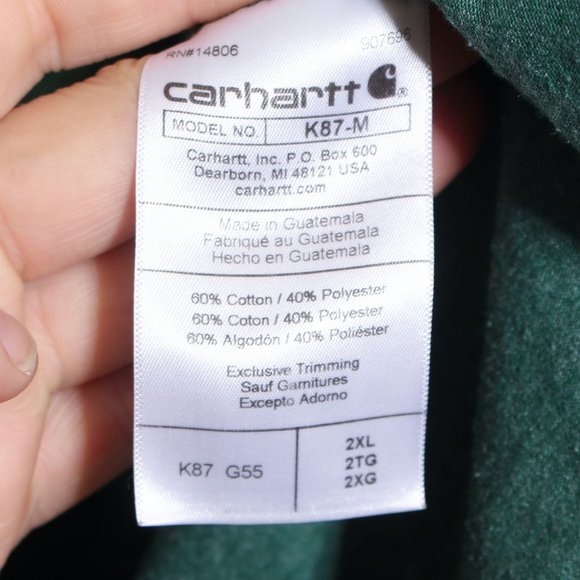 Carhartt Shirt Men 2XL Green Loose Fit Pocket Tee w/ Hole - Picture 7 of 8